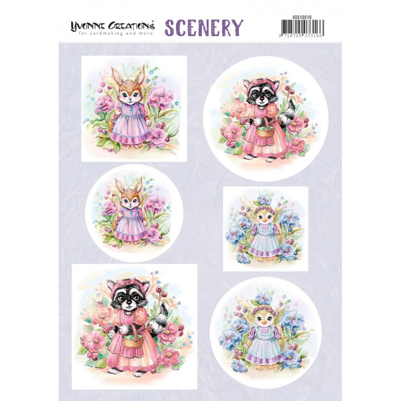 Lovely Animals Aquarella Push Out Scenery by Yvonne Creations