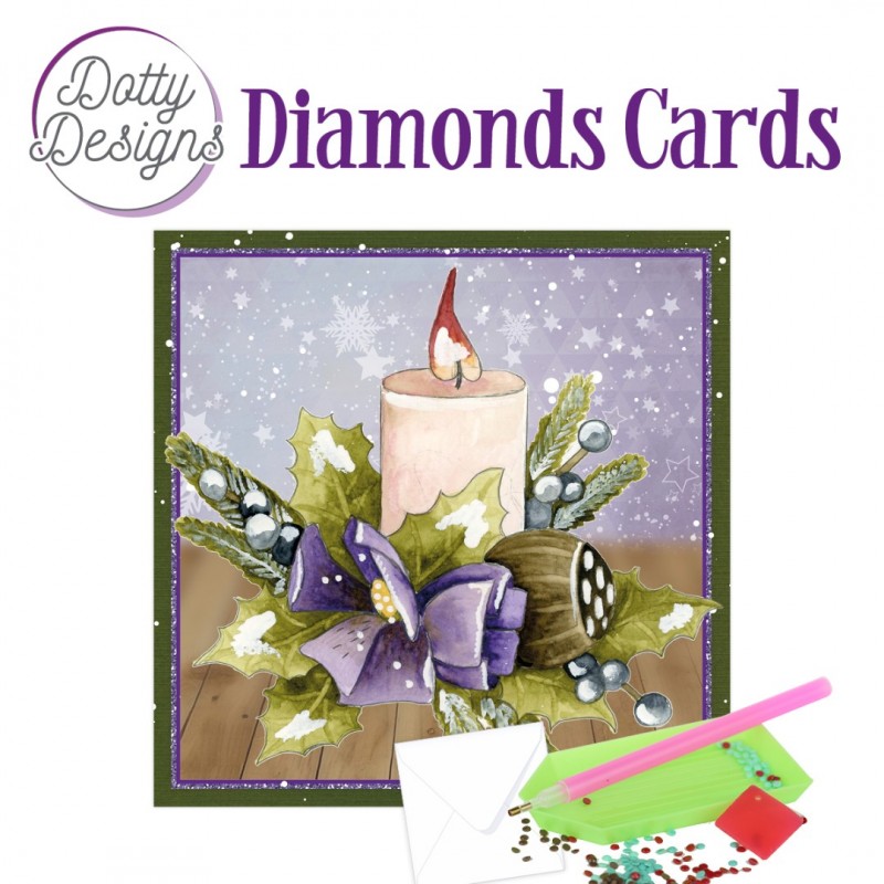 Dotty Designs Diamond Cards - Candle with Purple Bow