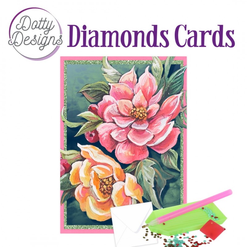 Dotty Designs Diamond Cards - Red and yellow flower