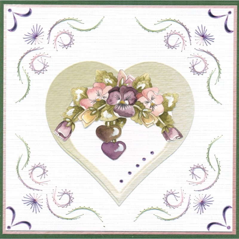 3D Cutting Sheet - Precious Marieke - Painted Pansies - Purple