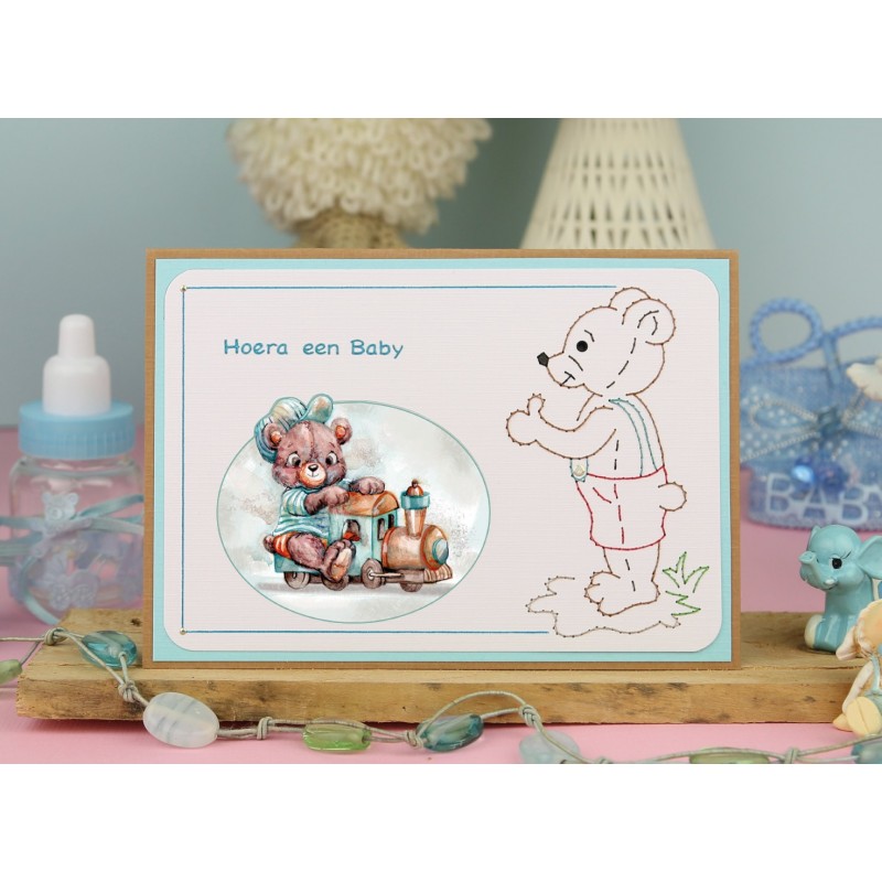 3D Push Out - Yvonne Creations - Hello World - Playing Teddybear