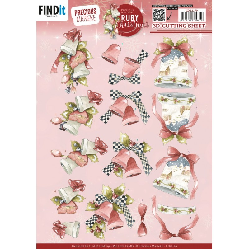 3D Cutting Sheets - Precious Marieke - Ruby Christmas - Ruby Bells