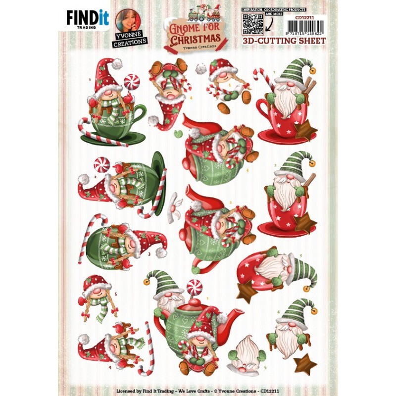 3D Cutting Sheets - Yvonne Creations - Gnome for Christmas - Gnome Tea