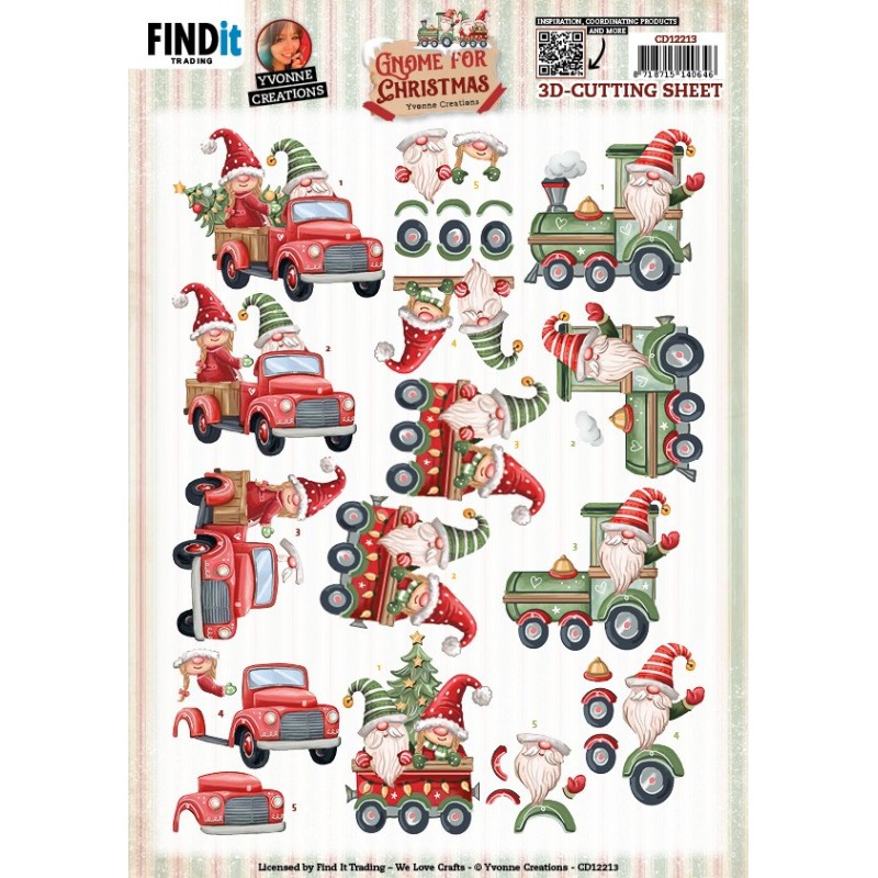 3D Cutting Sheets - Yvonne Creations - Gnome for Christmas - Gnome Transport