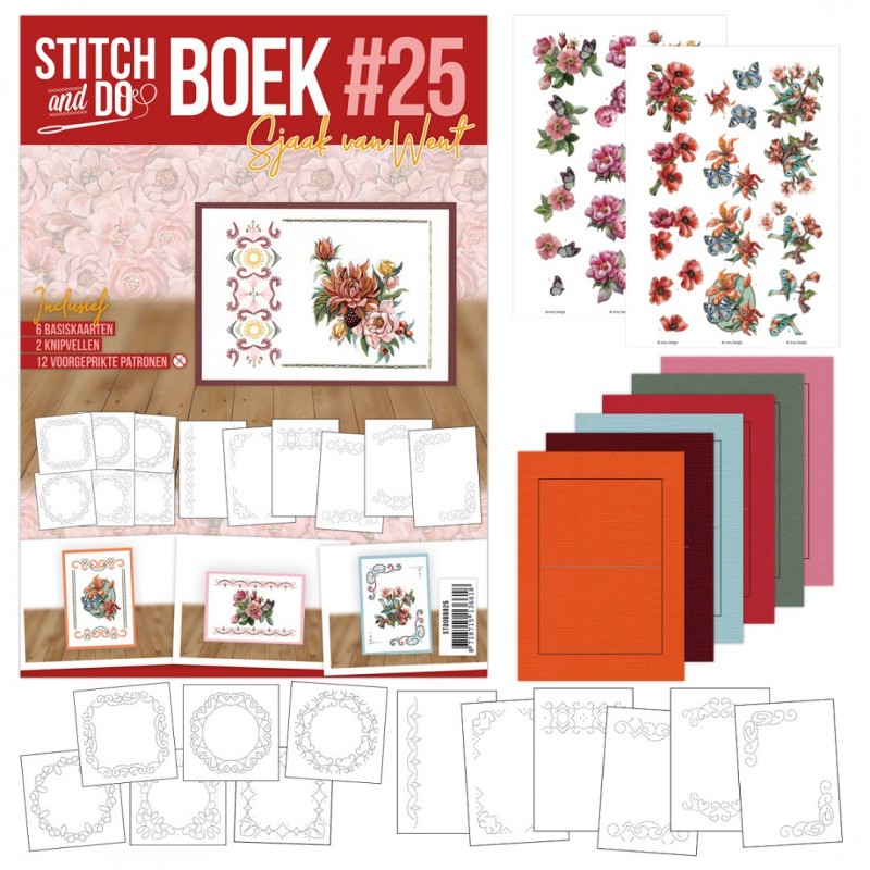 Stitch and Do Boek A6 25 - Reddish flowers