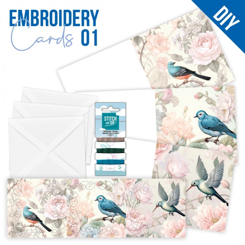 Stitch and Do Cards - Blue Birds