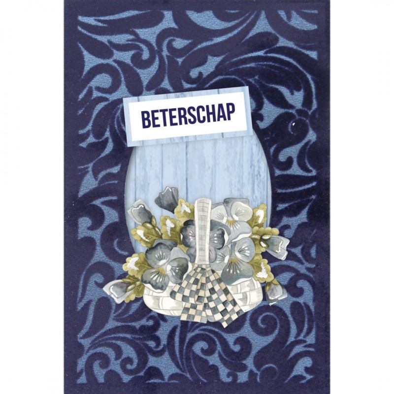 3D Velvet Cards A6 - Blue Pansies