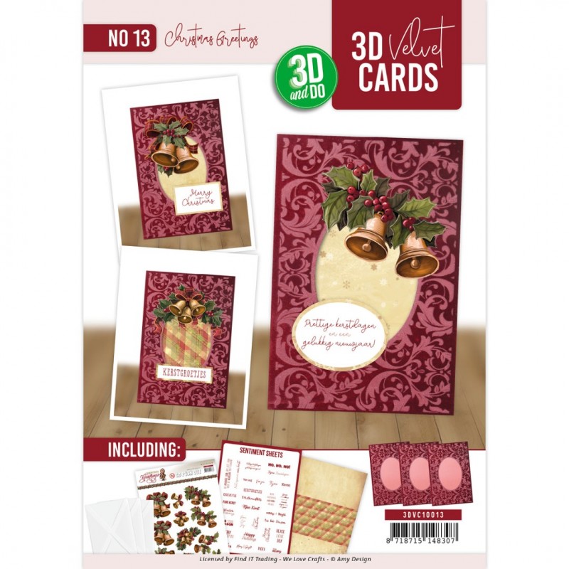 3D Velvet Cards A6 - Christmas Greetings
