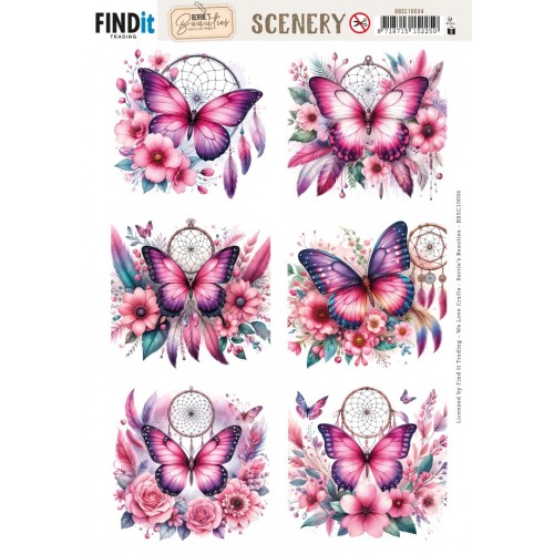 Scenery Push out - Berries Beauties - Pink Butterflies - Square