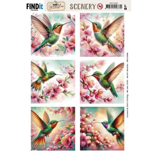 Scenery Push out - Berries Beauties - Lovely Hummingbirds - Square