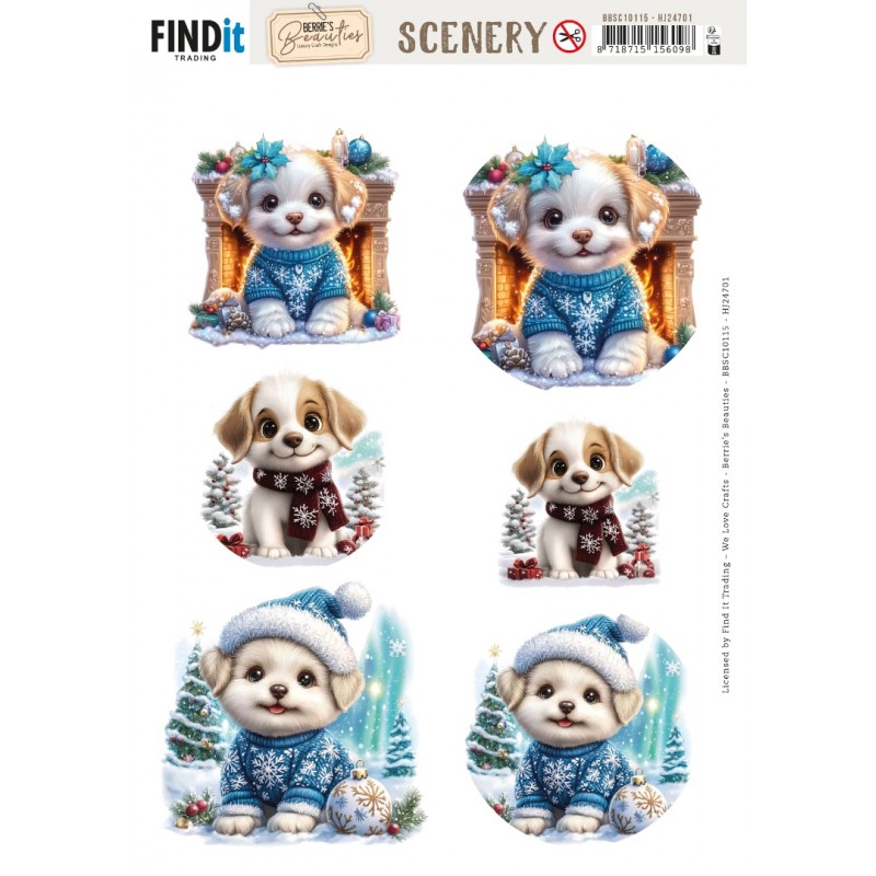 Scenery Push out - Berries Beauties - Christmas Dog (Gratis vel HJ247)