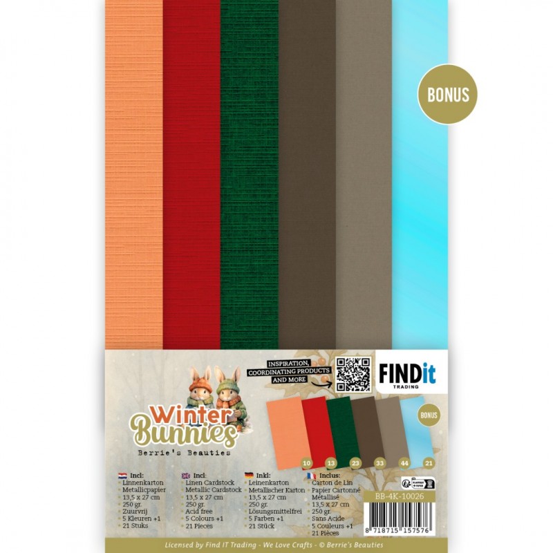 Linen Cardstock Pack - Berries Beauties - Winter Bunnies - 4K