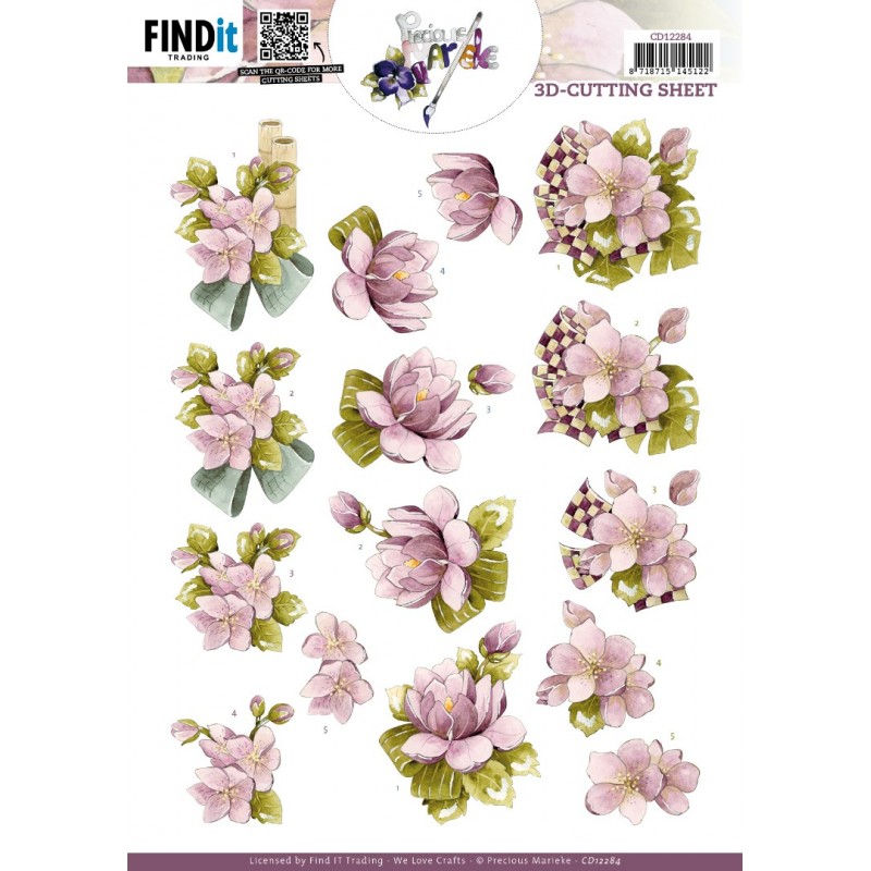 3D Cutting Sheet - Precious Marieke - Lilac Flowers 3D Cutting Sheet - Precious Marieke - Lilac Flowers