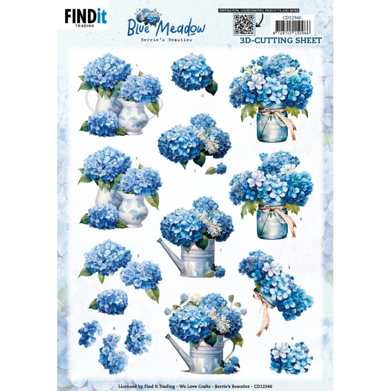 3D Cutting Sheet - Berries Beauties - Blue Meadow - Vase