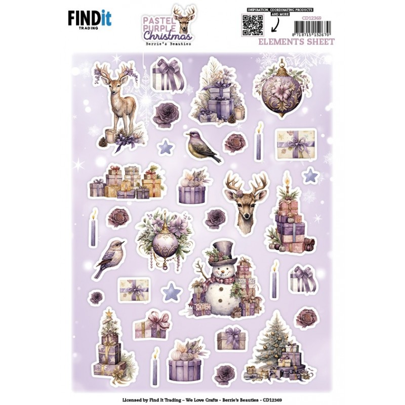 Cutting Sheet - Berries Beauties - Pastel Purple Christmas - Small Elements