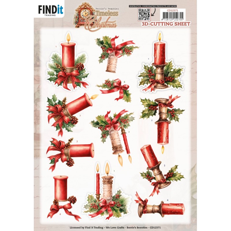 3D Cutting Sheet - Berries Beauties - Timeless Christmas - Timeless Candle