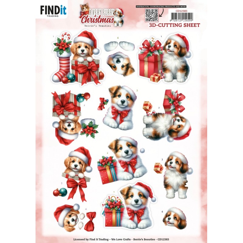3D Cutting Sheet - Berries Beauties - A Very Furry Christmas - Puppy