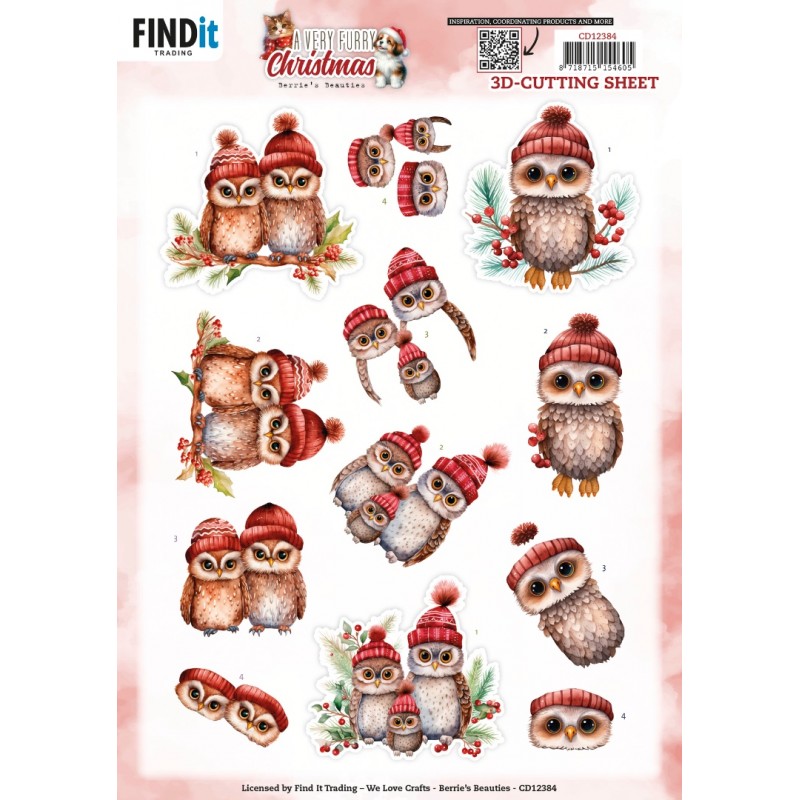 3D Cutting Sheet - Berries Beauties - A Very Furry Christmas - Owl