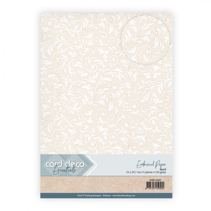 Embossed Paper - Card Deco - Elegant Scroll - Sand