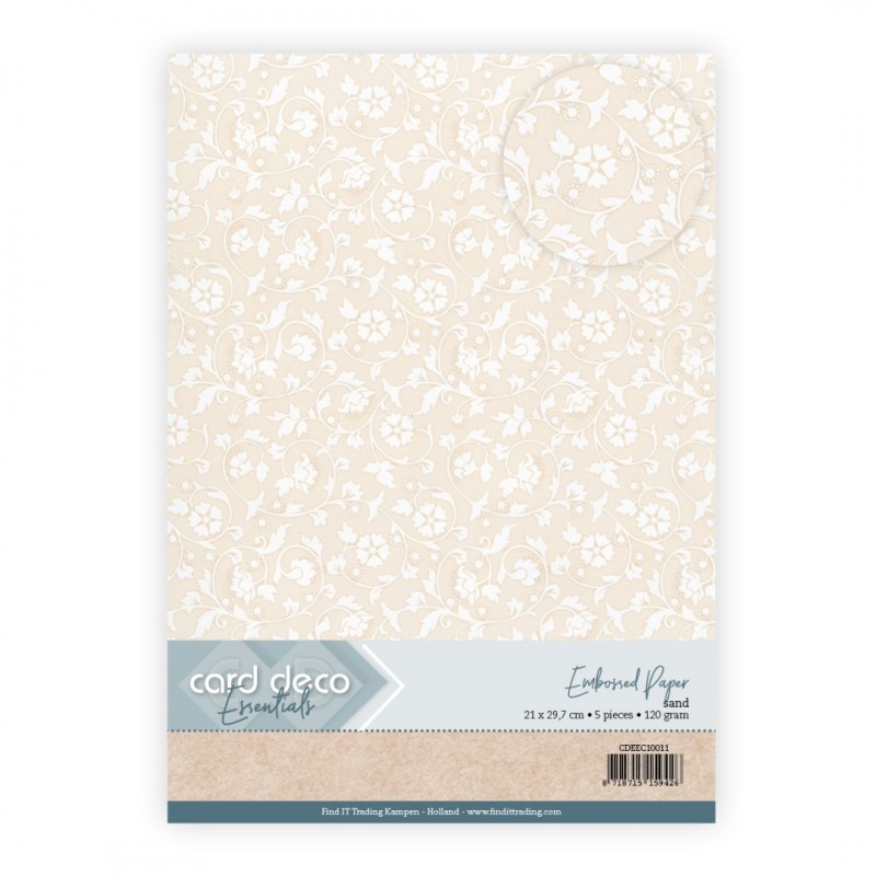 Embossed Paper - Card Deco - Floral Whispers - Sand