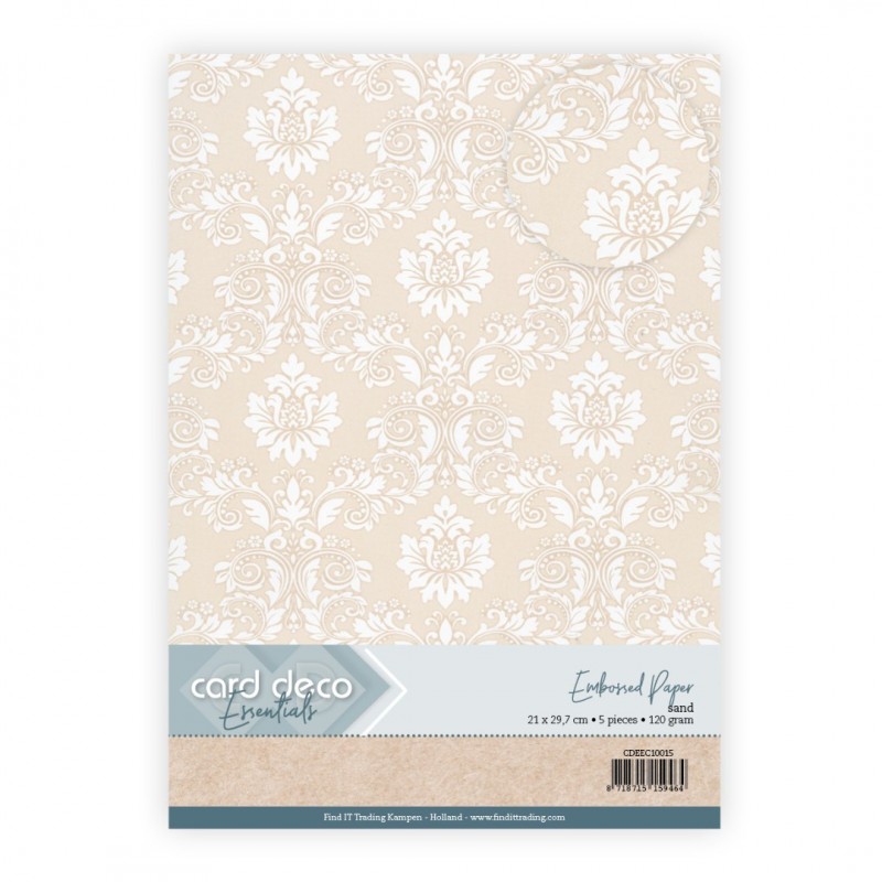 Embossed Paper - Card Deco - Ornate Damask - Sand