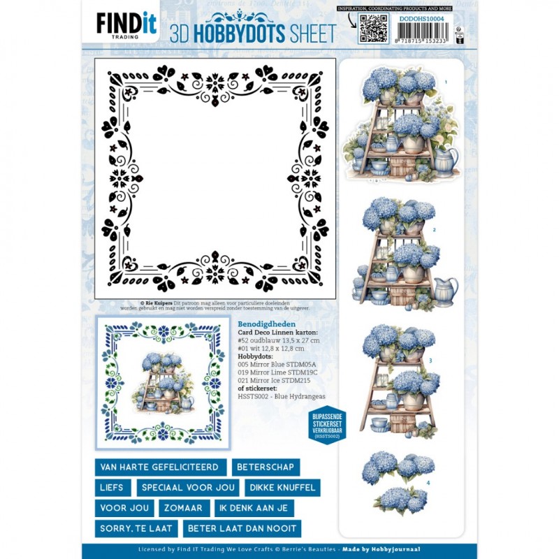 3D Hobbydots Sheet - Berries Beauties - Blue Hydrangeas 2