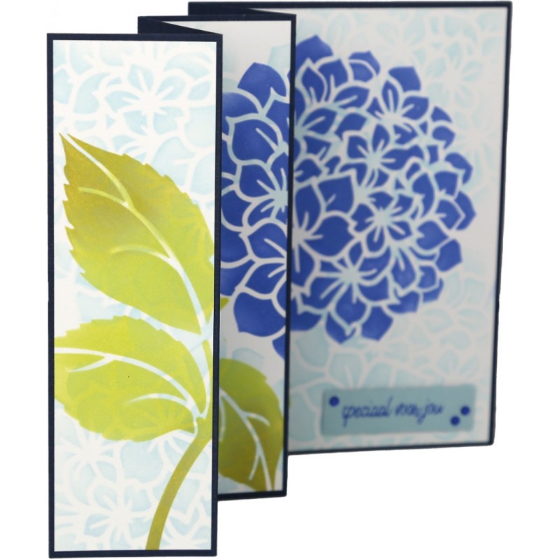 Stencil - Card Deco Essentials - Blue Meadow - Blue Hydrangea A5
