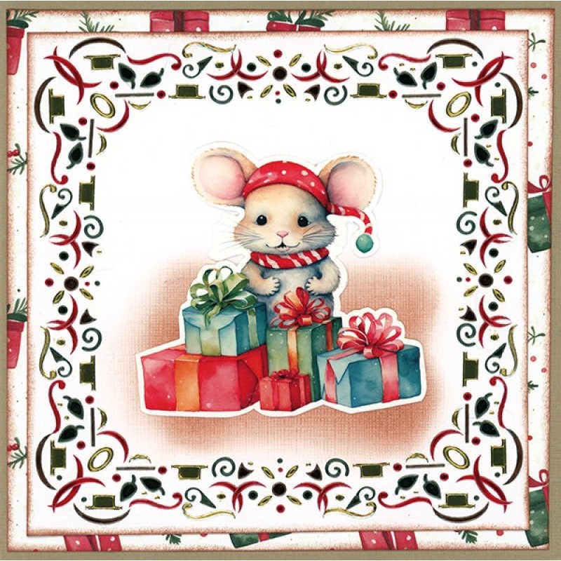3D Pushout Sheet - Berries Beauties - A Very Furry Christmas - Mouse