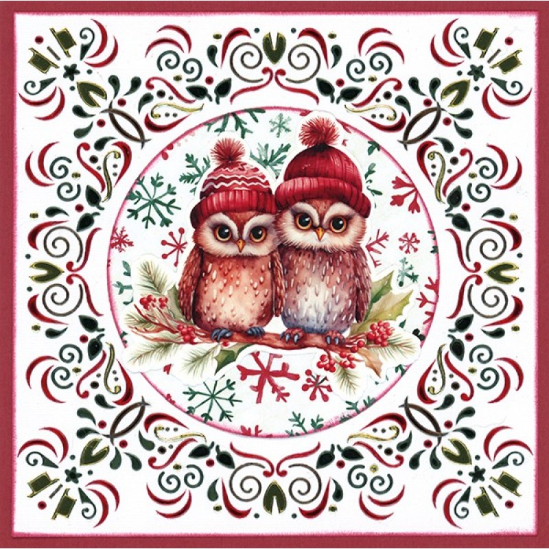 3D Pushout Sheet - Berries Beauties - A Very Furry Christmas - Owl