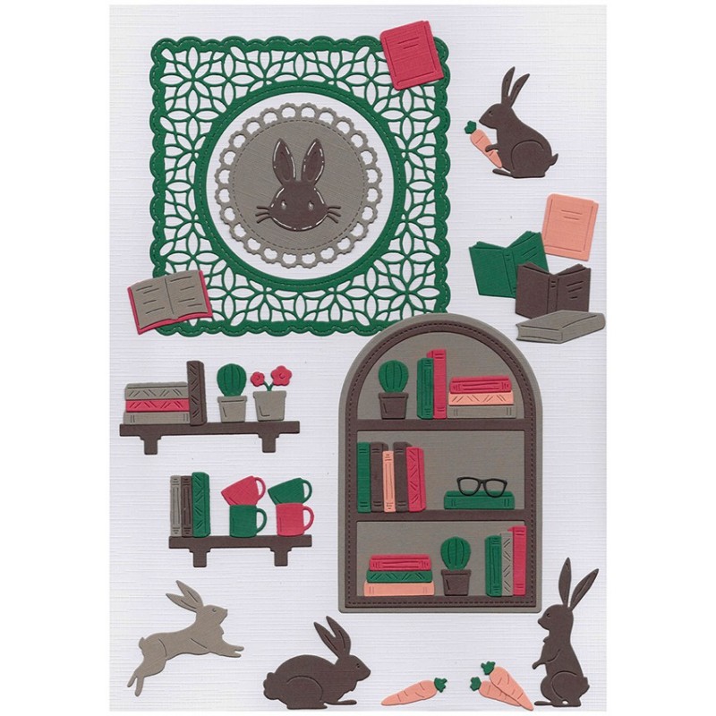 Dies - Berries Beauties - Winter Bunnies - Bunny Bookcase
