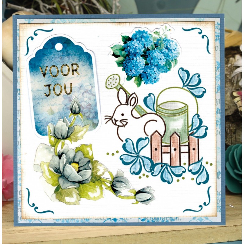 3D Pushout Sheet - Precious Marieke- Navy Elegance - Blue Flowers