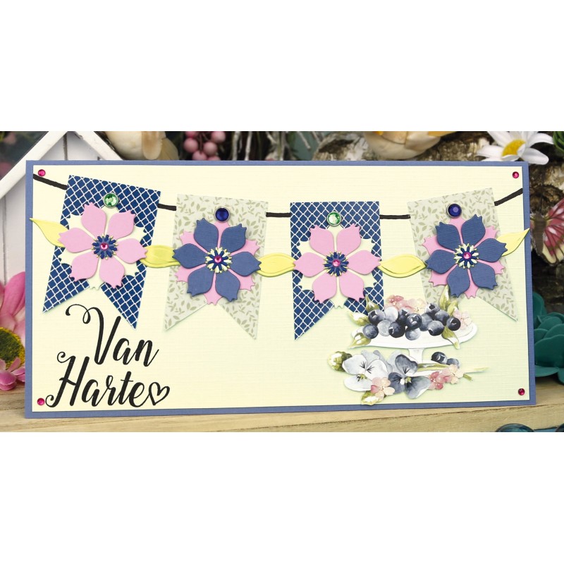 3D Pushout Sheet - Precious Marieke- Navy Elegance - Blueberries