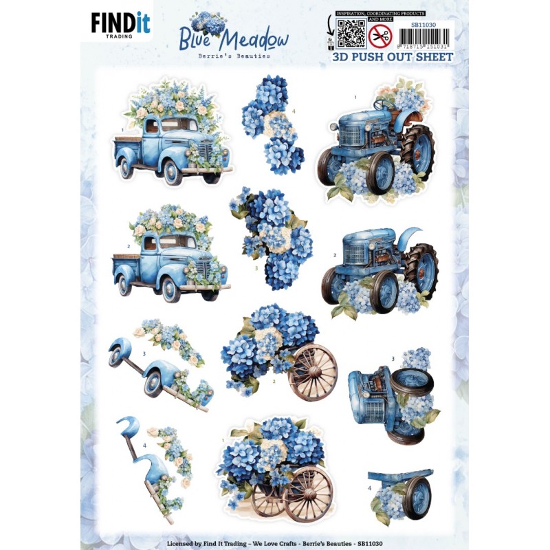 3D Pushout Sheet - Berries Beauties - Blue Meadow - Transport