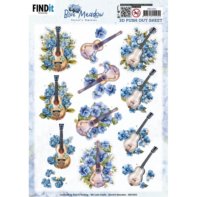 3D Pushout Sheet - Berries Beauties - Blue Meadow - Music