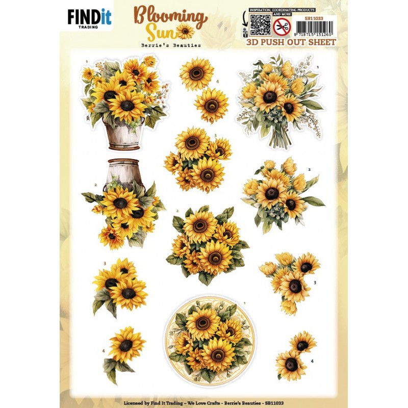 3D Pushout Sheet - Berries Beauties - Blooming sun - Golden Glow