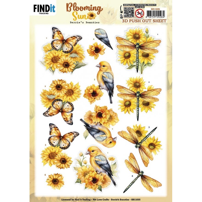 3D Pushout Sheet - Berries Beauties - Blooming sun - Golden Meadow
