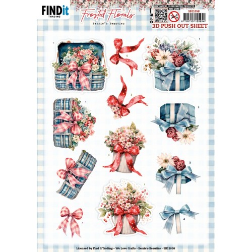 3D Pushout Sheet - Berries Beauties - Frosted Florals - Bow