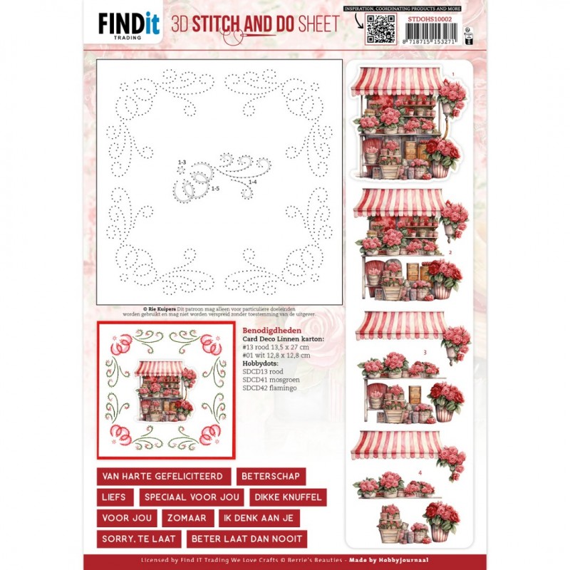 3D Stitch and Do Sheet - Berries Beauties - Red Roses 2