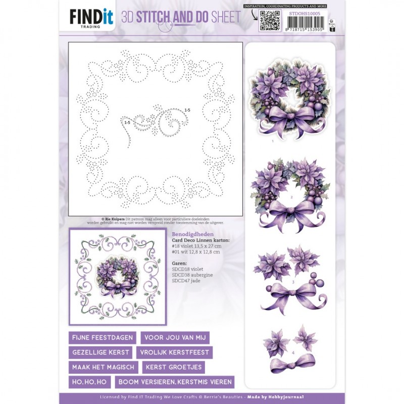 3D Stitch and Do Sheet - Berries Beauties - Pastel Purple Christmas 1