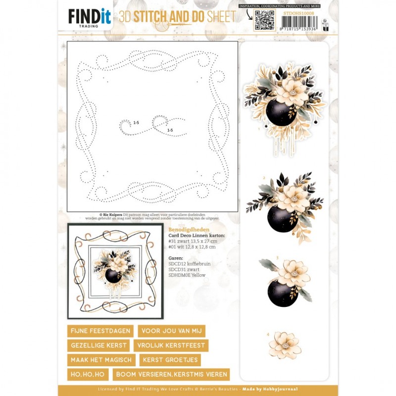 3D Stitch and Do Sheet - Berries Beauties - Golden Whisper 2