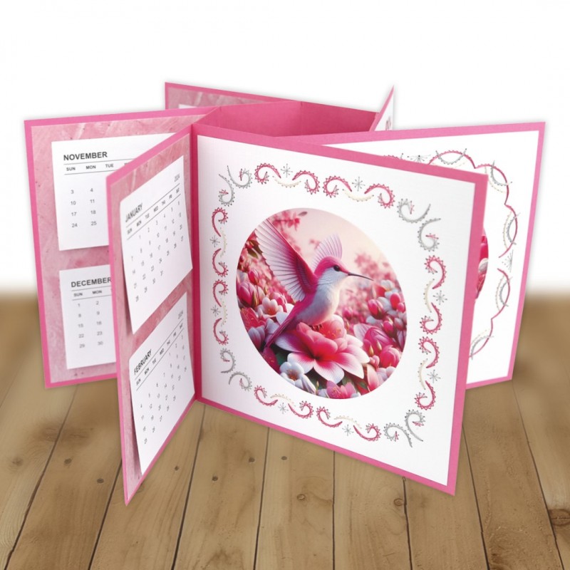 Embroidery Pinwheel Calendar - Berries Beauties - Hummingbirds