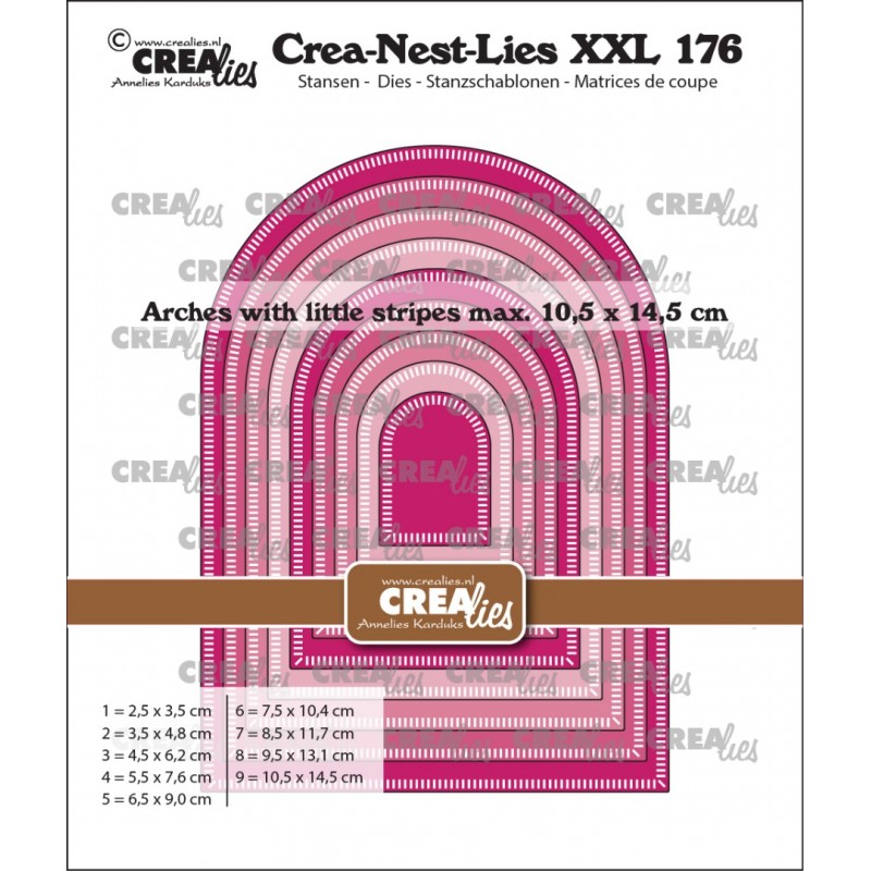 Crea-Nest-Lies XXL stansen no. 176, Bogen met kleine streepjes