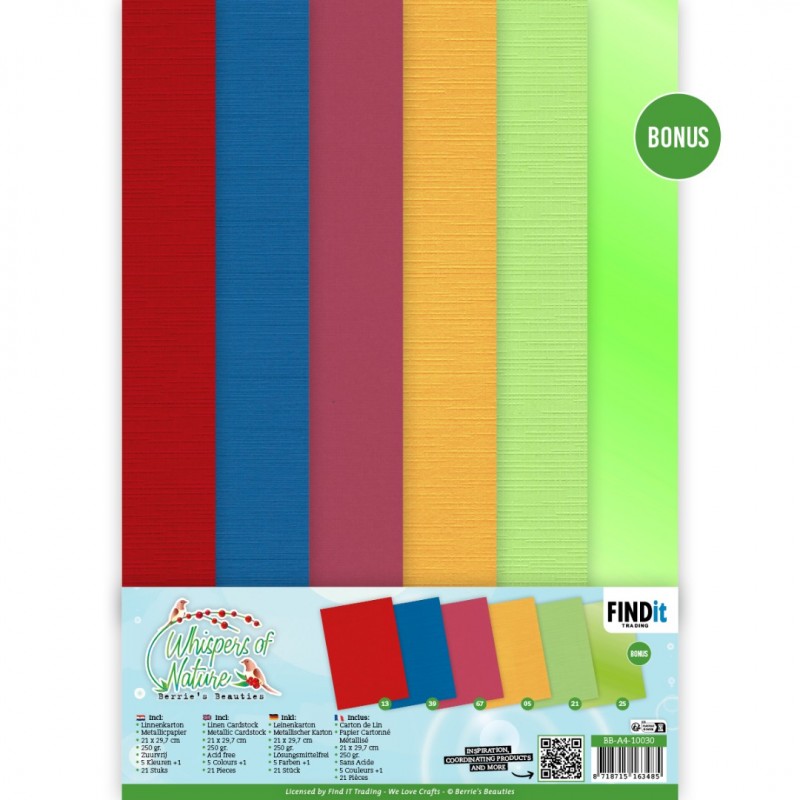 Linen Cardstock Pack - Berries Beauties - Whispers Of Nature - A4