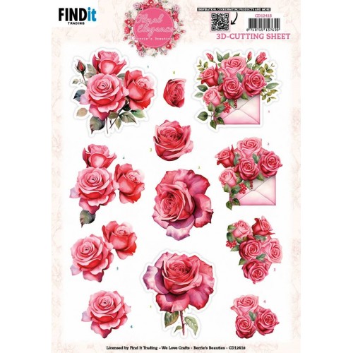 3D Cutting Sheet - Berries Beauties - Floral Elegance - Romantic Roses