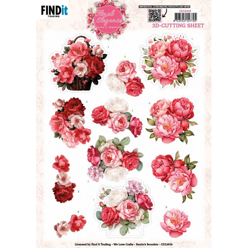 3D Cutting Sheet - Berries Beauties - Floral Elegance - Peony Delight