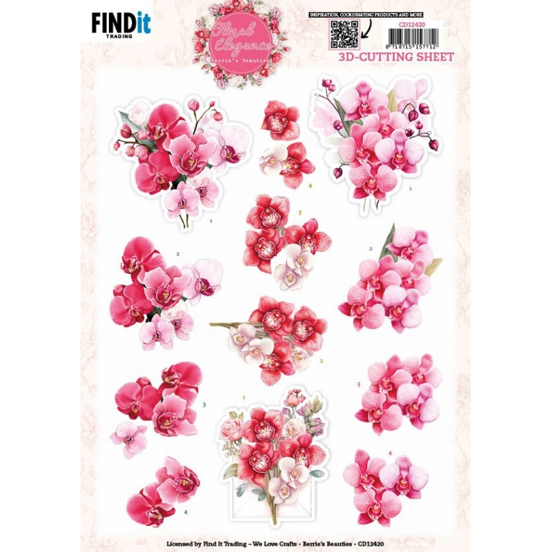 3D Cutting Sheet - Berries Beauties - Floral Elegance - Orchid Grace
