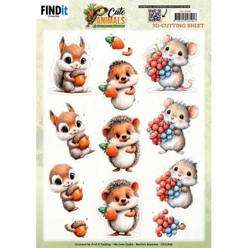 3D Cutting Sheet - Berries Beauties - Cute Animals - Forest Friends