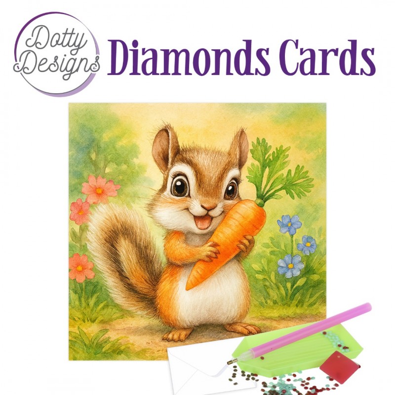 Dotty Designs Diamond Cards - Squirrel with Carrot Dotty Designs Diamond Cards - Squirrel with Carrot