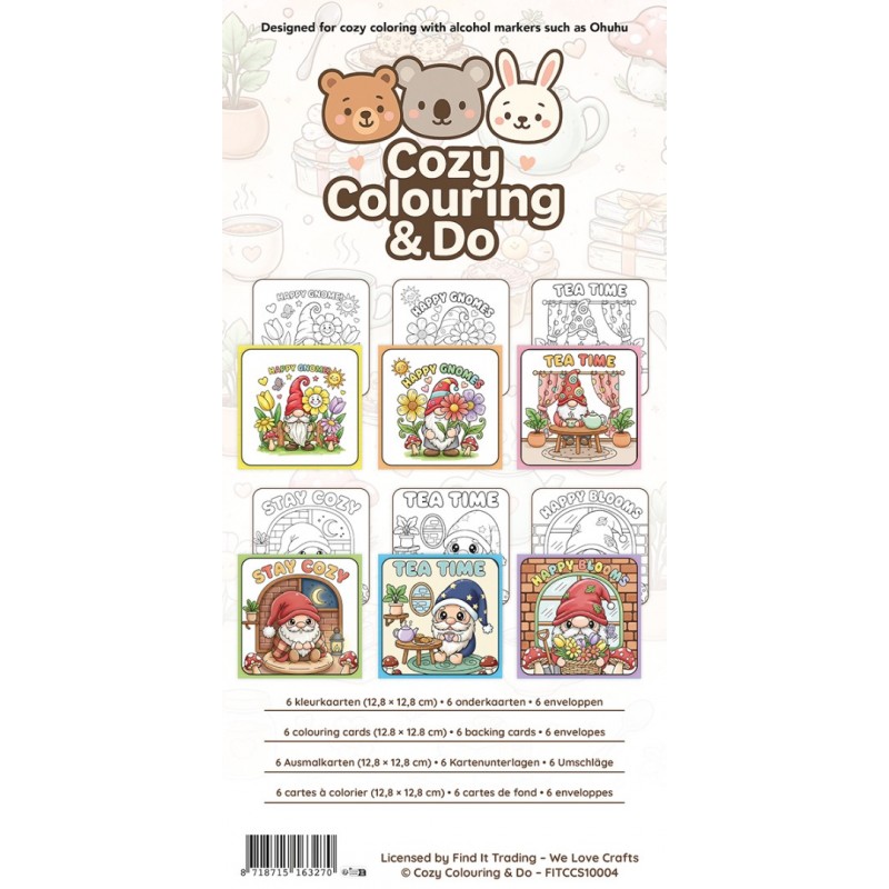 Findit Color - Cozy Colouring Cards Set - Happy Gnomes