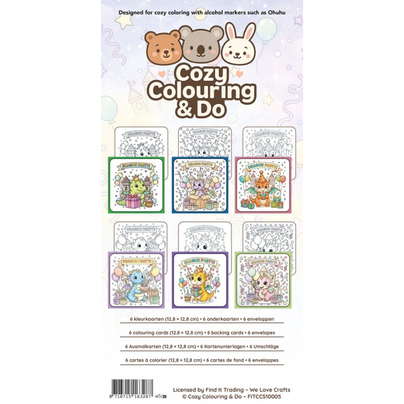 Findit Color - Cozy Colouring Cards Set - Dragon Party
